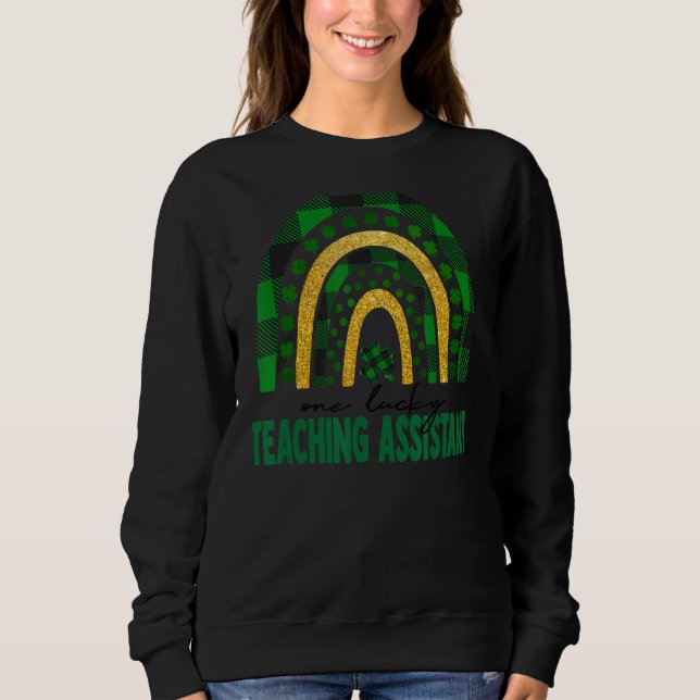 En Lucky Teaching Assistant Rainbow St Patricks D T Shirt (Framsida)