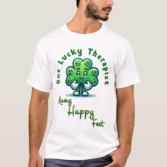 En Lucky Therapist St. Patrick Day Roligt Design T Shirt (Framsida)