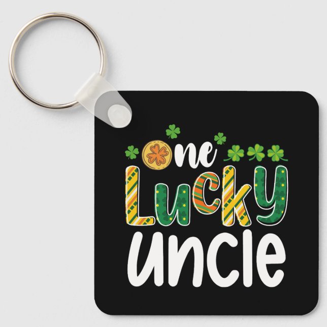 En Lucky Uncle Matchande Familj St Patrick's Day Nyckelring (Framsida)