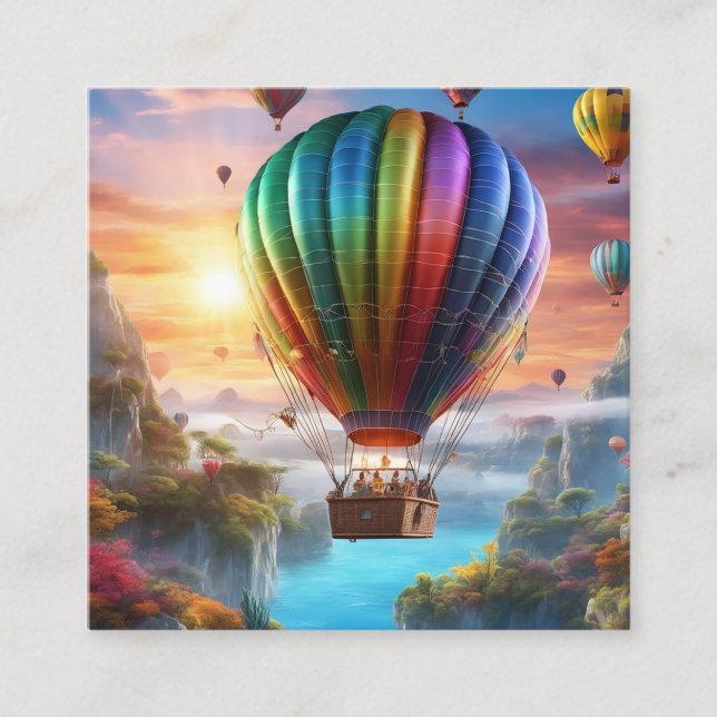 En luftballong som är öppen för insyn skulle fyrkantigt visitkort (Framsida)