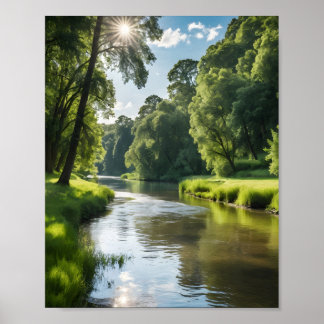 En lugn flodlandskap poster