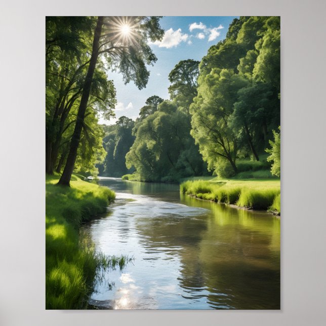 En lugn flodlandskap poster (Framsidan)