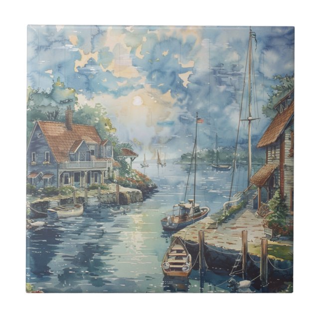 En lugn hamn kakelplatta (Framsidan)