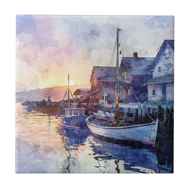En lugn hamn kakelplatta (Framsidan)