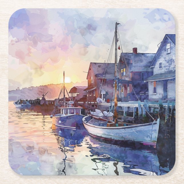 En lugn hamn underlägg papper kvadrat (Framsidan)
