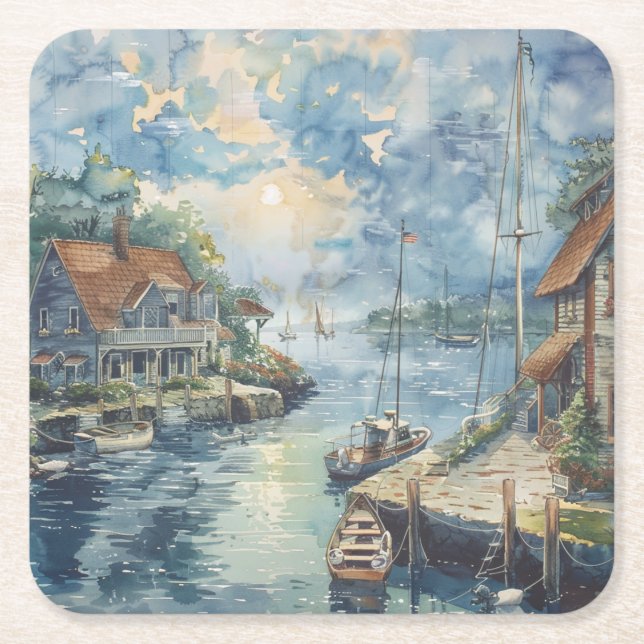 En lugn hamn underlägg papper kvadrat (Framsidan)