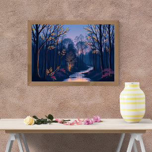 En lugn skymning i den förtrollade skogen poster
