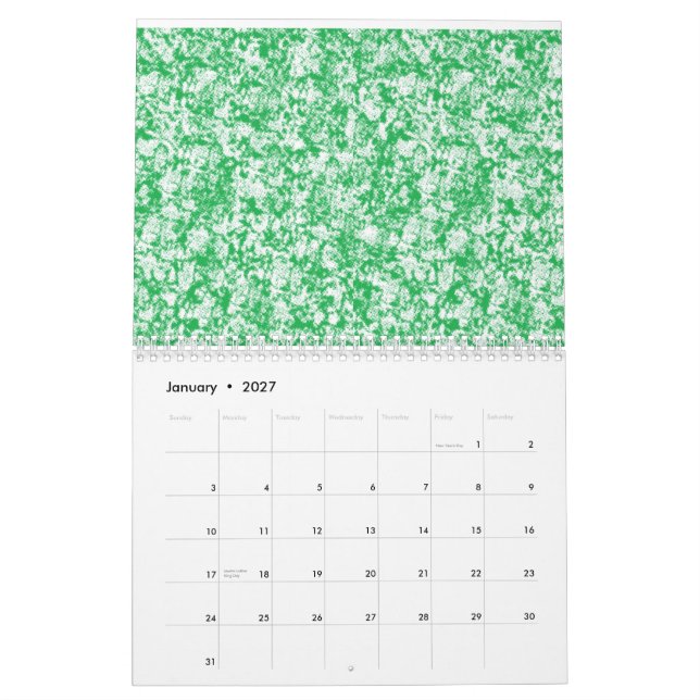 En lush, grönt fern med delikat, vinkelrät framsid kalender (Jan 2027)