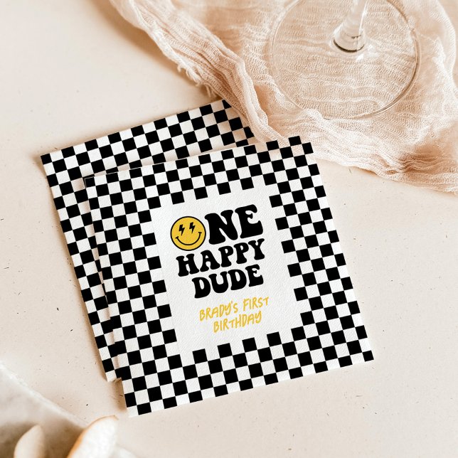 En Lycklig, 1:a födelsedag, kontrollerbar blöjor Pappersservett (Skapare uppladdad)