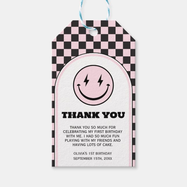 En Lycklig Babe Girl Birthday Photo Gift Märkre Presentetikett (Framsidan)