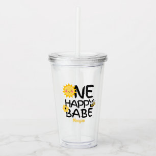 En Lycklig Babe Gult Sunny Bee Girls 1:a födelseda Take Away Mugg