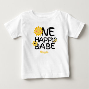 En Lycklig Bebis Gul Solig Bipiga Flickor 1-årsdag T Shirt