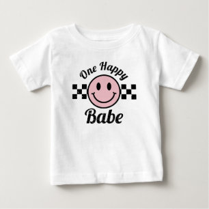 En Lycklig Bebis Rosa Leende Ansikte Födelsedagsma T Shirt