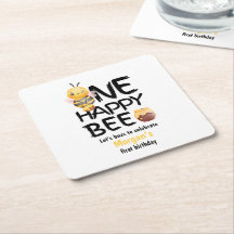 En Lycklig Bee Honung Gult Bee Girls 1:a födelseda