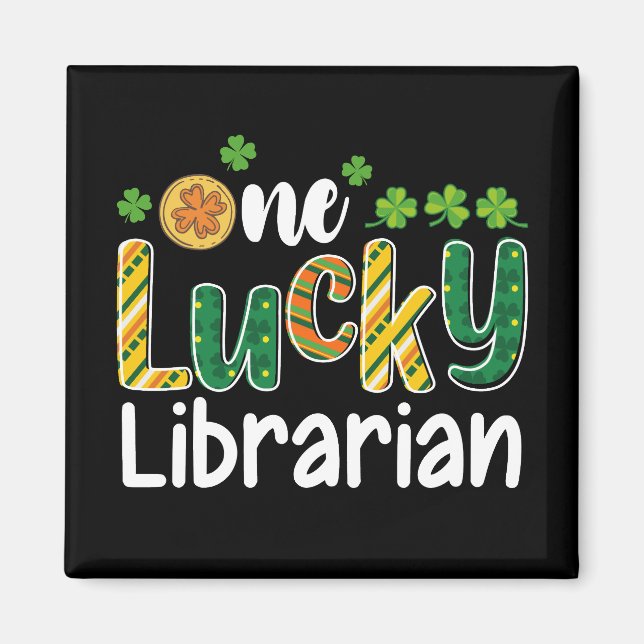 En lycklig bibliotekarie skola St Patrick's Day Magnet (Framsidan)