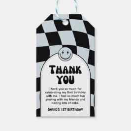 En Lycklig, Blåkontroll Fotofödelsedag Presentetikett