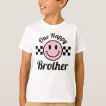 En Lycklig Brother Rosa Smile 1 Birthday Matching T Shirt<br><div class="desc">En lycklig broder rosa lycklig leende pojke första födelsedagsmatchande pojke t-shirt.</div>