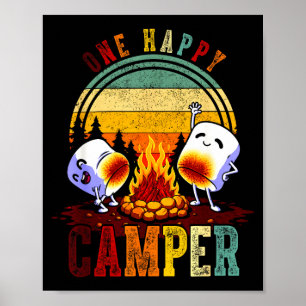 En lycklig camp retro-marshmallow campingtur poster