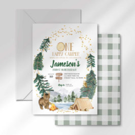 En lycklig campare förstagångsinbjudan inbjudningar