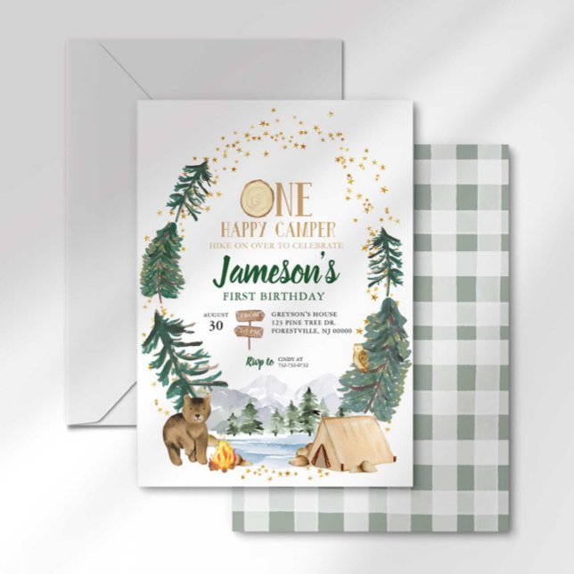 En lycklig campare förstagångsinbjudan inbjudningar (Skapare uppladdad)