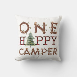 En Lycklig Campare Rustik Mysig Utomhus Kastkudde Kudde