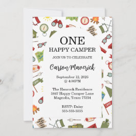 En Lycklig Camper Äventyr-födelsedag Inbjudningar