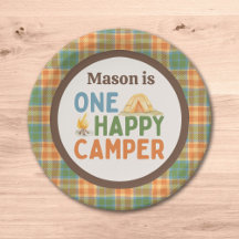 En Lycklig Camper Birthday Papper Plate