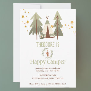 En Lycklig Camper Cute Woodland Inbjudningar