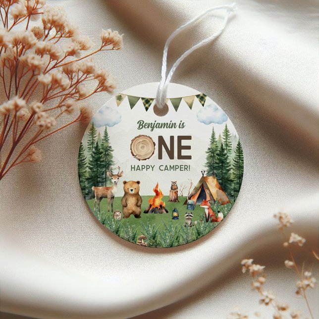 En Lycklig Camper-Födelsedagsfest Gåvor Etiketter (One Happy Camper Birthday Party Favor Tags
)