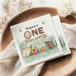 En Lycklig Camper Rustic Birthday Napkins Pappersservett