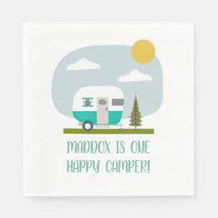 En Lycklig-Camper Turquise Trailer Birthday Pappersservett