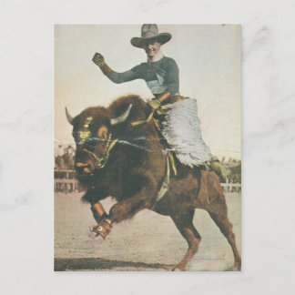 En Lycklig Cowboy på en Bucking Buffalo. Vykort