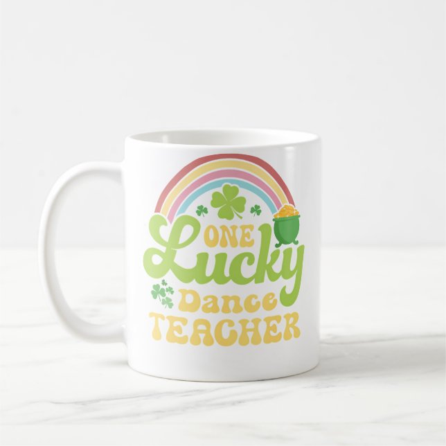 En lycklig danstränare St Patricks Day regnbåge Cl Kaffemugg (Vänster)