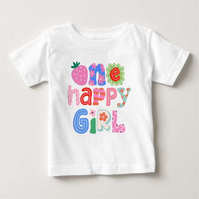 En Lycklig Flickas 1-års T-Shirt (Framsida)