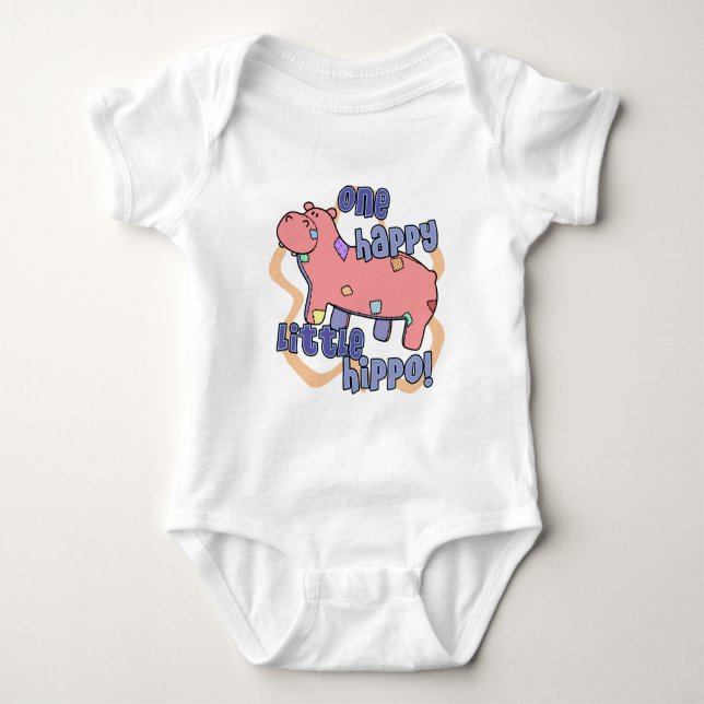 En lycklig flodhästbabyranka t shirt (Framsida)