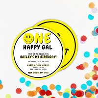 En Lycklig Gal 1:a födelsedag Smiley face