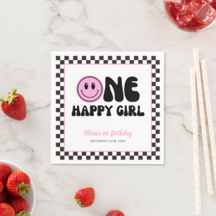 En Lycklig Girl Rosa Lycklig Ansikte födelsedag Pappersservett