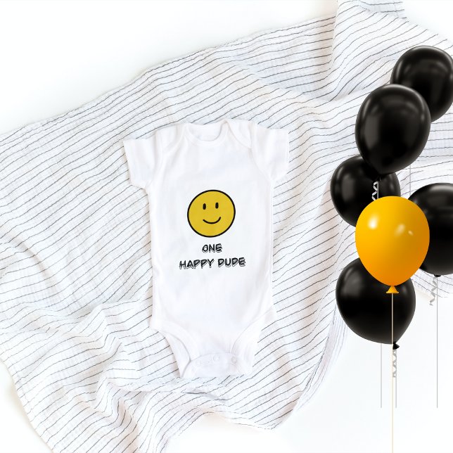 En Lycklig Gult Ansikte Smile första 1-årsdagen T Shirt (Skapare uppladdad)