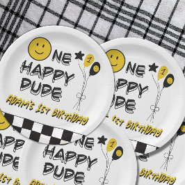En Lycklig Gult Smile 1:a Boy Birthday