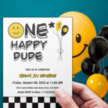 En Lycklig Gult Smile 1:a Boy Birthday