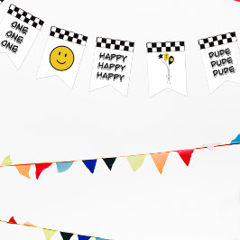 En Lycklig Gult Smile 1:a Boy Birthday Vimplar