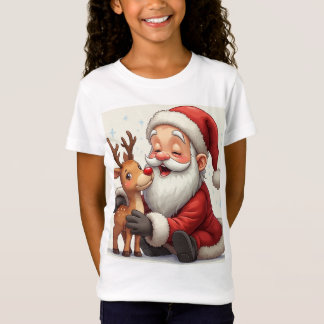 En lycklig-jul med ett sött Jultomten som rör vid T Shirt