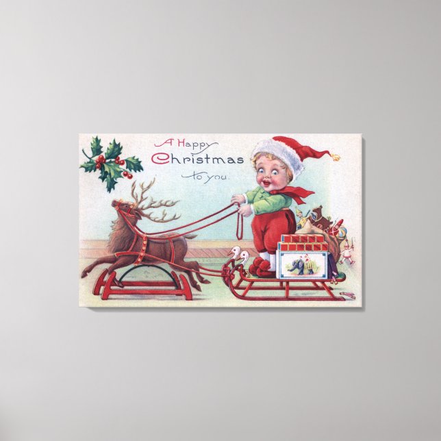En Lycklig-jul till YouBoy på en Sleigh Canvastryck (Framsida)