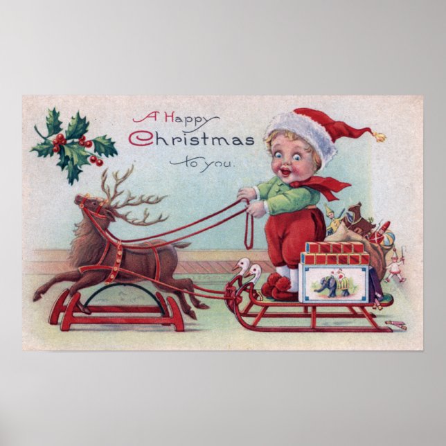 En Lycklig-jul till YouBoy på en Sleigh Poster (Framsidan)