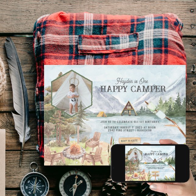 En Lycklig-kamper 1:a födelsedagsfoto Inbjudningar (Skapare uppladdad)