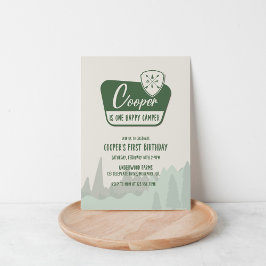 EN lycklig-kamper, en första födelsedag, Woodland Inbjudningar