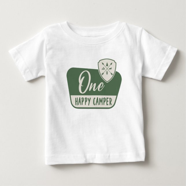EN lycklig-kamper, en första födelsedag, Woodland T Shirt (Framsida)