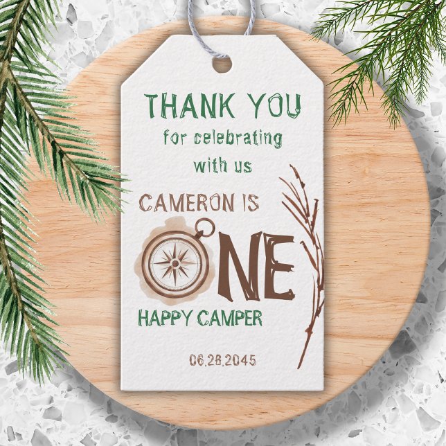En Lycklig-kamper-trädland 1:a födelsedag Presentetikett (Skapare uppladdad)