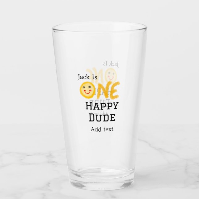 En lycklig-kille 1:a grattis på födelsedagen smile glaskopp (Framsida)