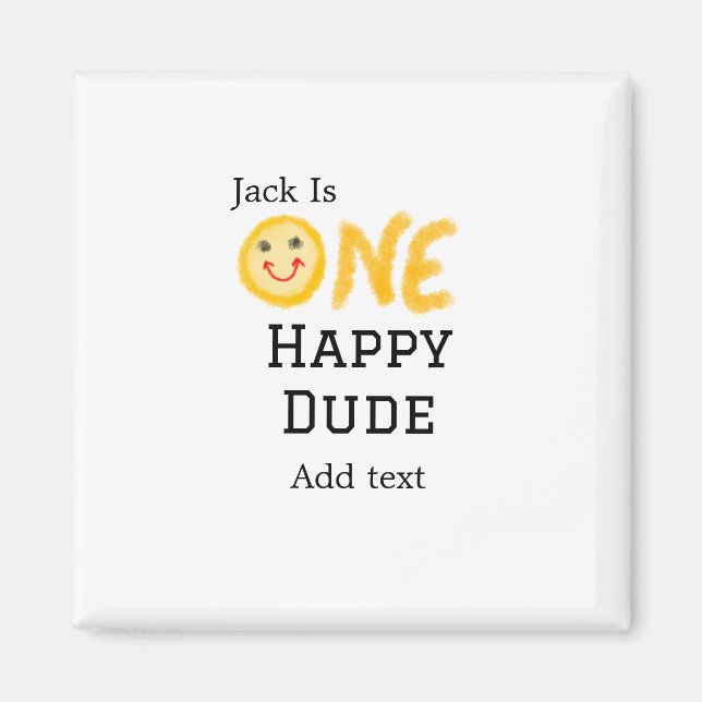 En lycklig-kille 1:a grattis på födelsedagen smile magnet (Framsidan)